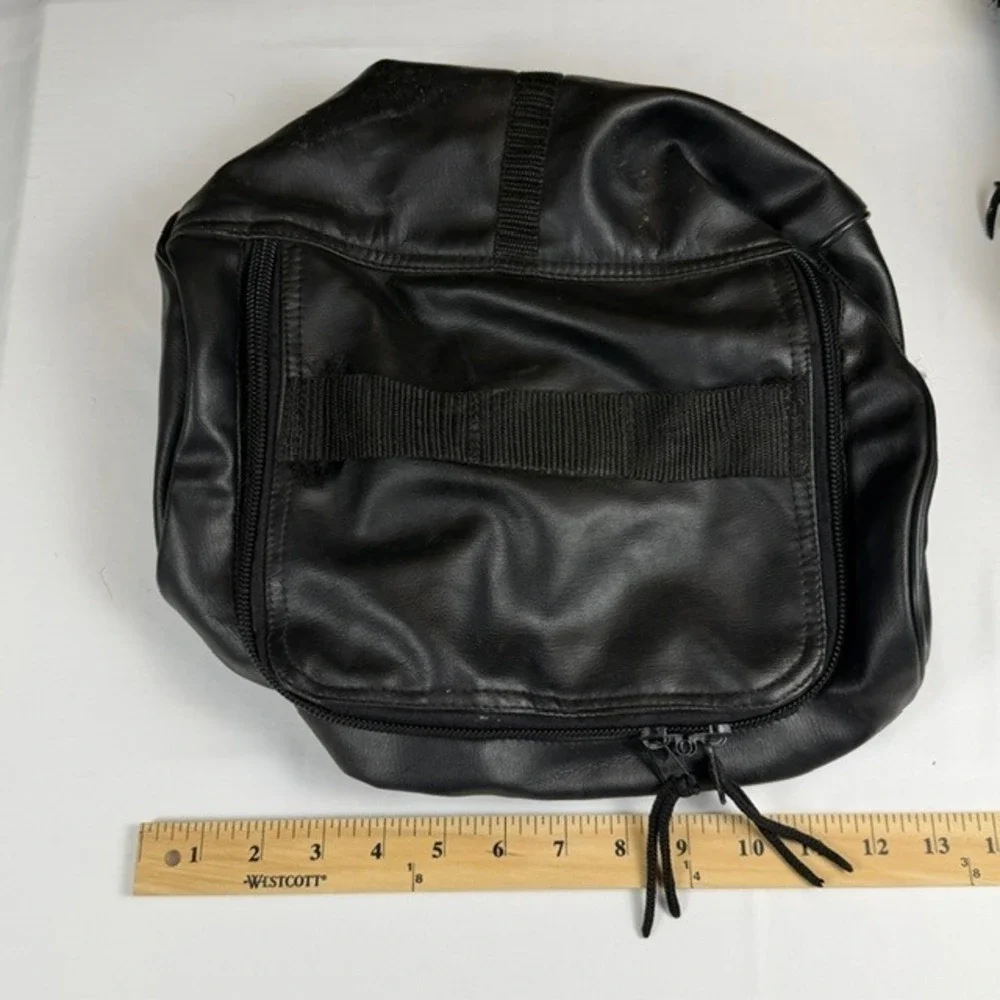 Black Faux Leather Motorcycle Tail Bag Sissy Bar Travel Luggage with Straps